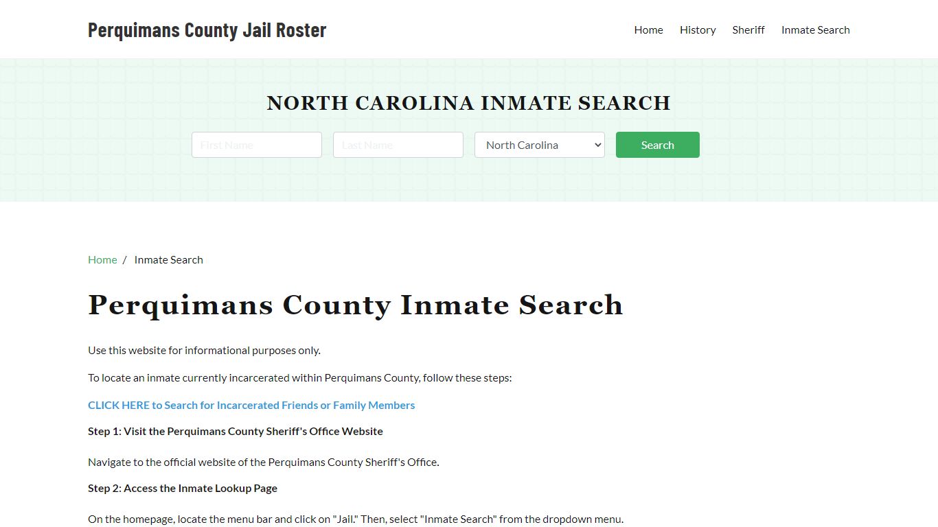 Perquimans County, NC Detainee Lookup