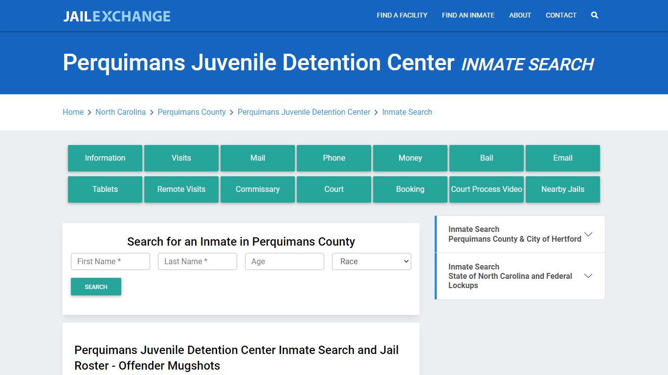 Perquimans Juvenile Detention Center Inmate Search - Jail Exchange