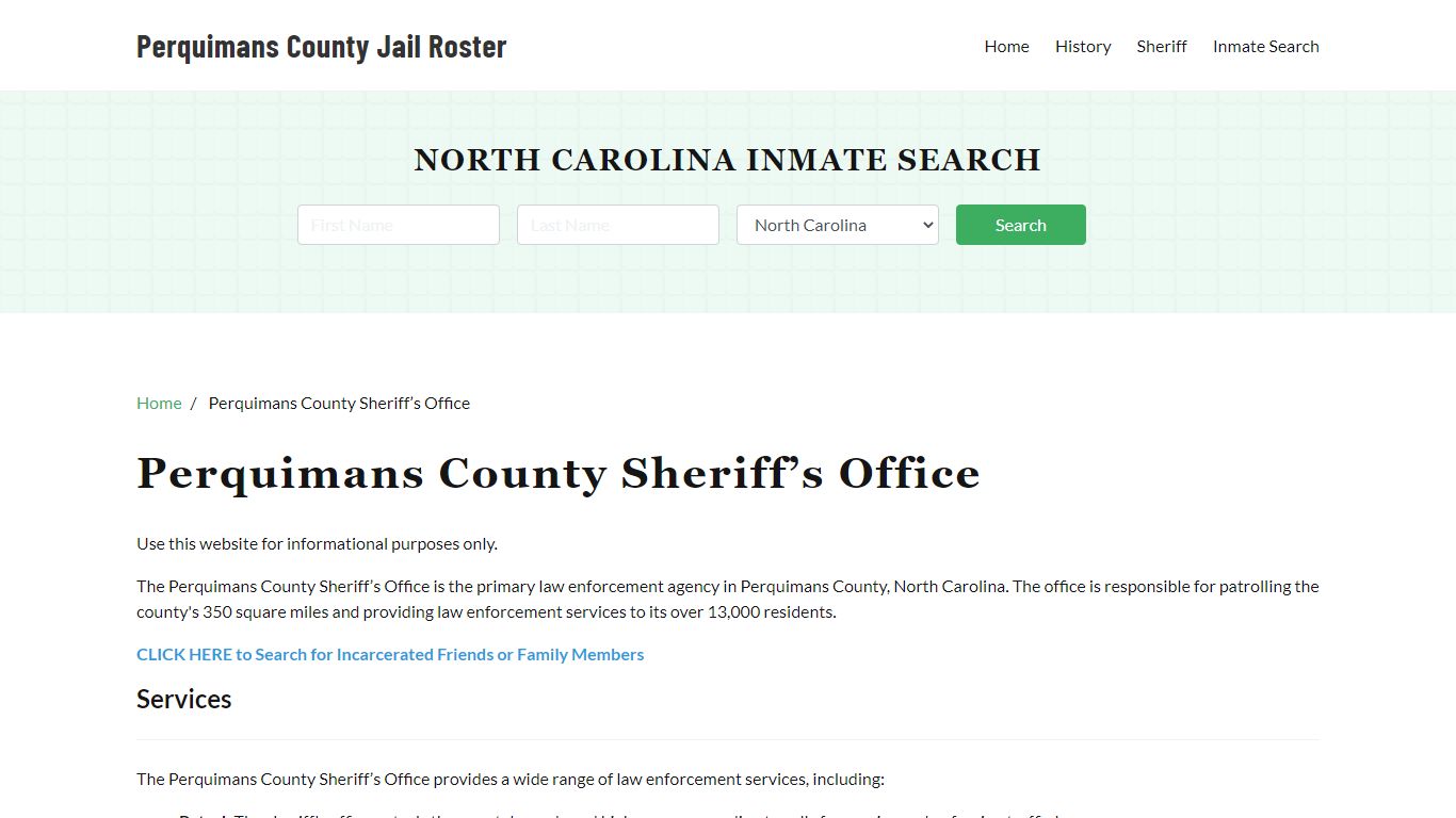 Perquimans County Sheriff Office, NC, Arrest Warrants Search