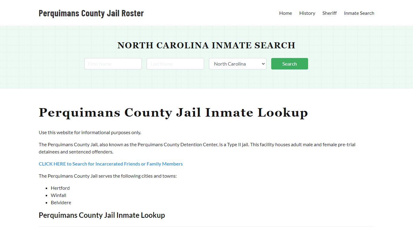 Perquimans County Jail Roster Lookup, NC, Inmate Search